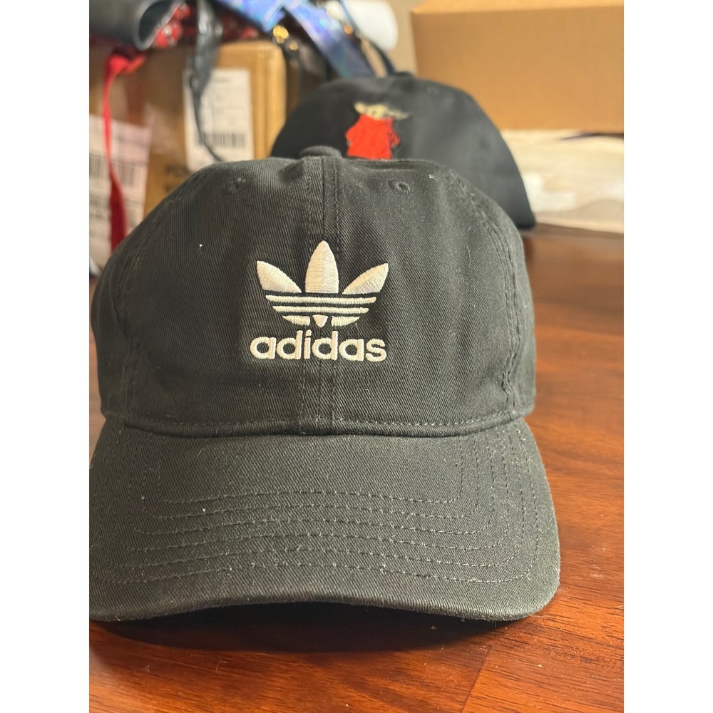 Adidas Originals Trefoil Relaxed Strapback Hat Black White OSFW RN90288